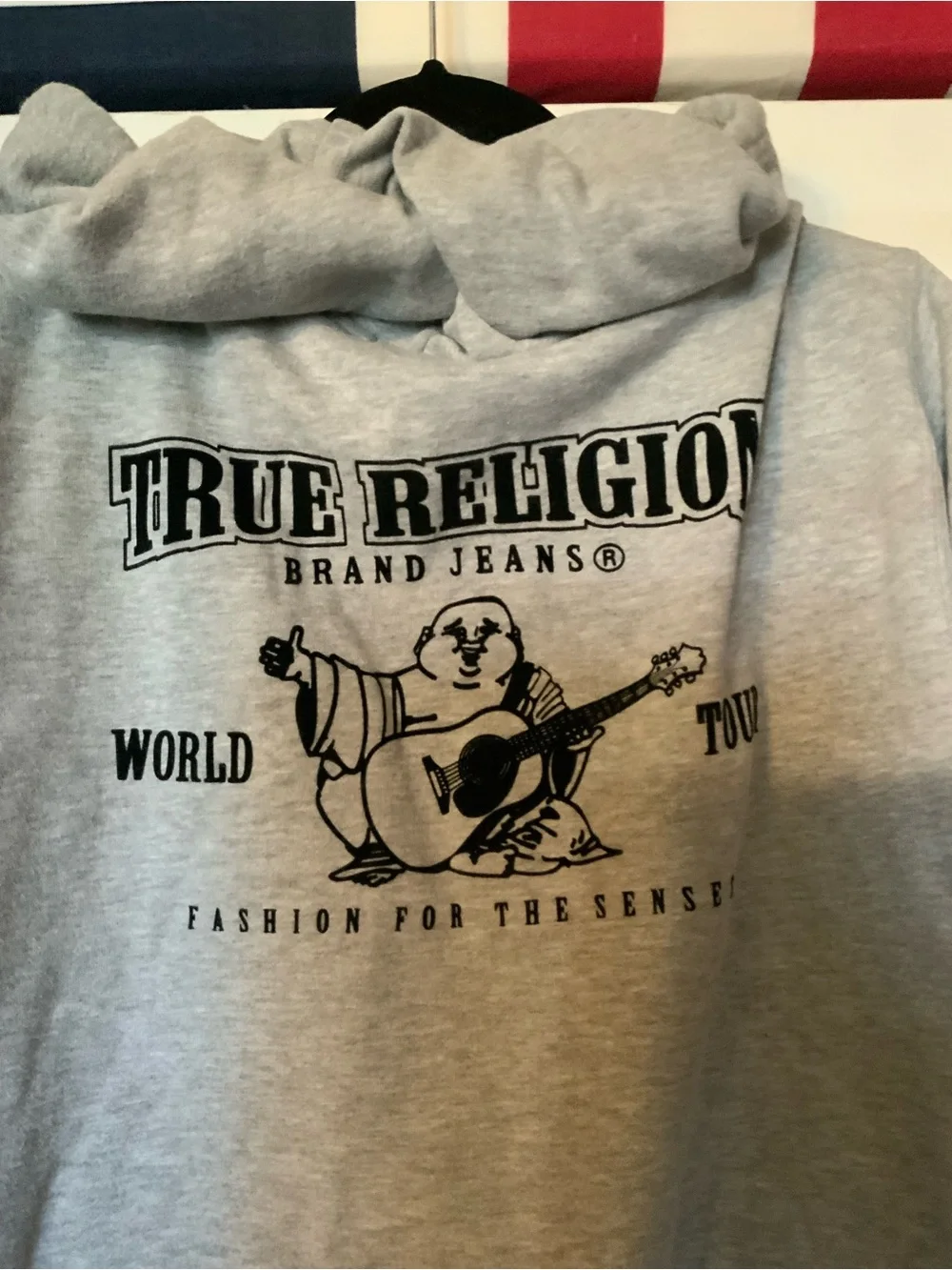 True Religion Gray Hooded Sweatshirt with Label